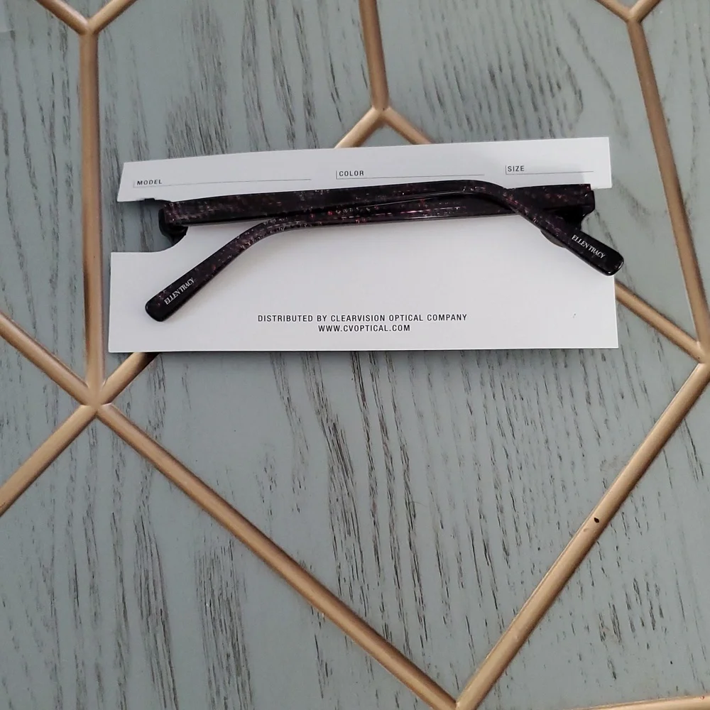 New Ellen Tracy Lucerne Women's Glasses in Gold and Purple Laminate. 51/15/135.